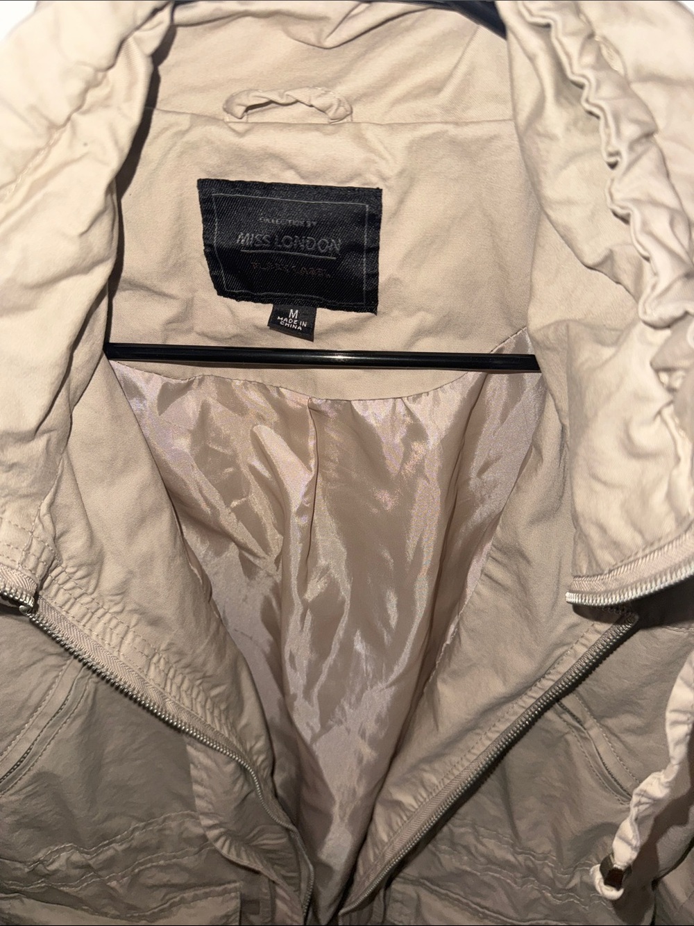 Miss London Taupe Drawstring Field Jacket - Picture 2 of 3